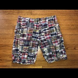 Rainbow plaid Bermuda shorts